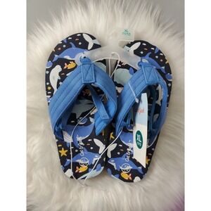 Cat & jack blue/ash fish flip flops XL 11/12